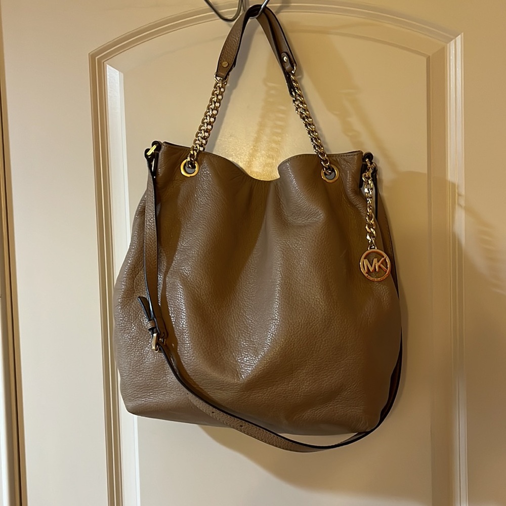 Michael Kors Brown Leather Chain-Handle Tote